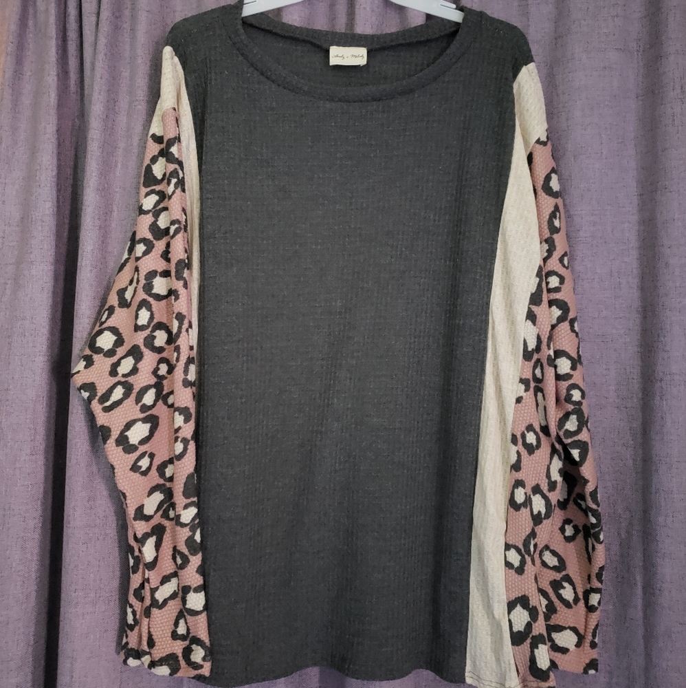 Animal Print Waffle Top - XL